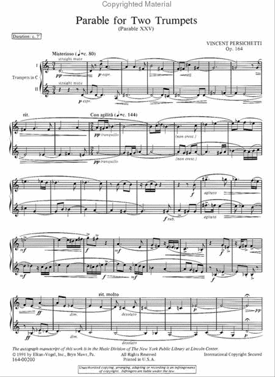 Parable For Two Trumpets Trumpet Duet scores gallery preview page 2