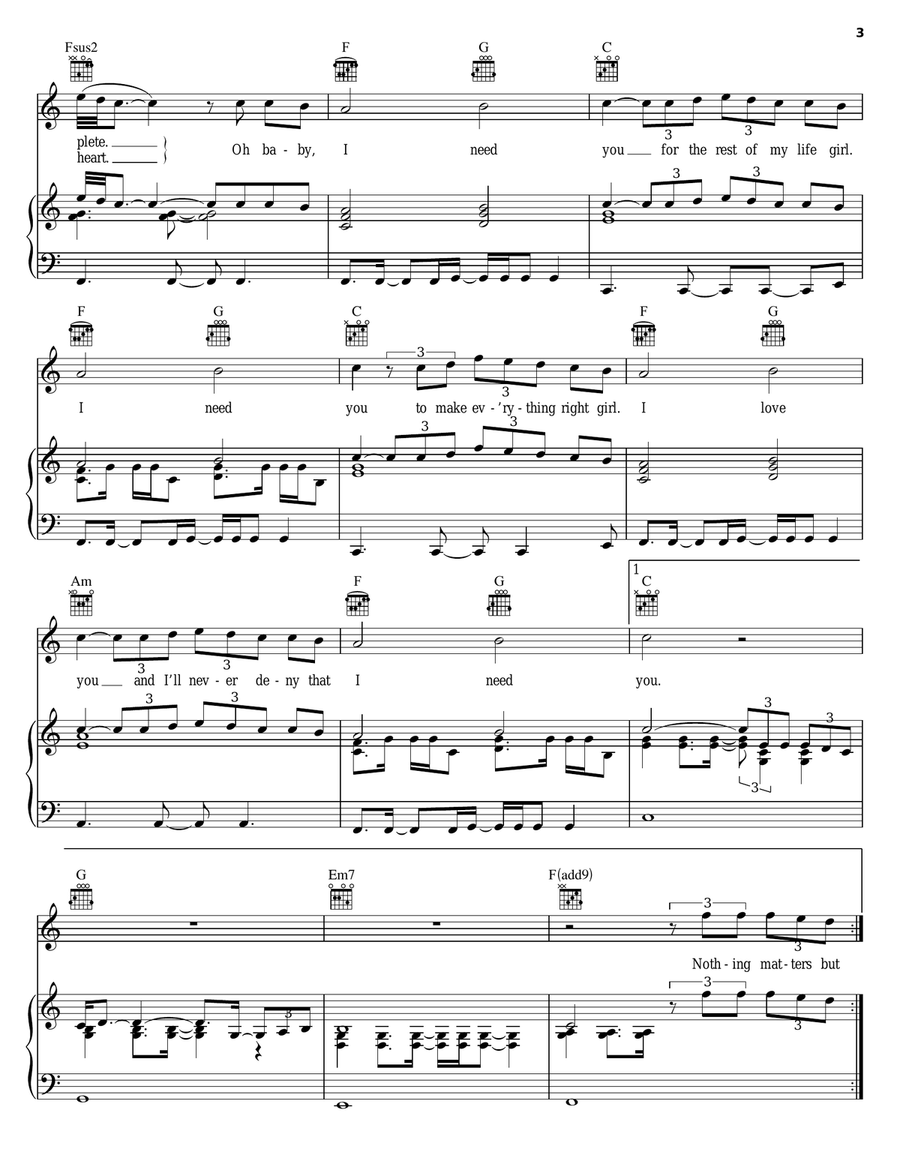 I Need You Acoustic Guitar scores gallery preview page 3
