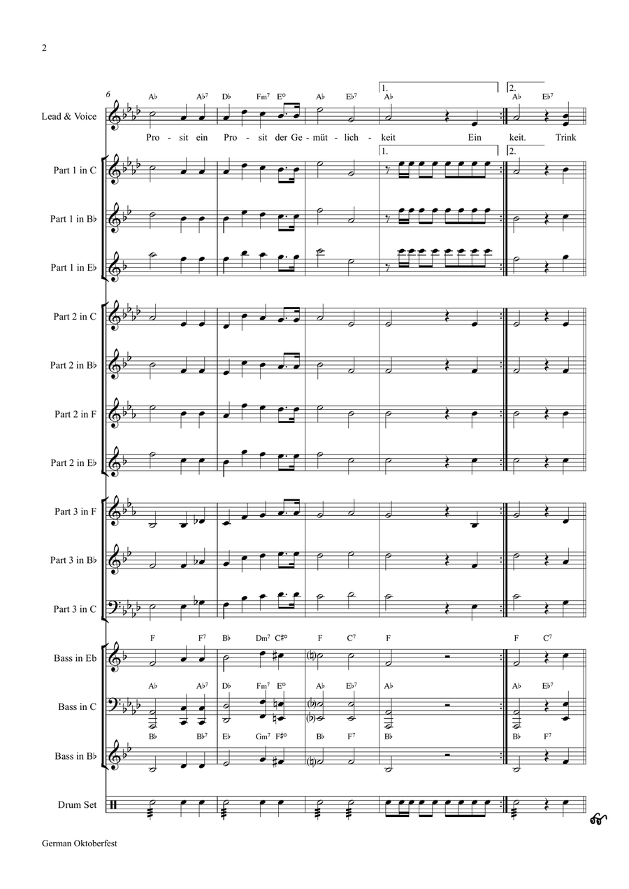 German Octoberfest - 10 Famous German Songs - Multiplay Concert Band scores gallery preview page 2