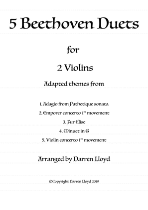 Book cover for 5 Beethoven duets for 2 Violins