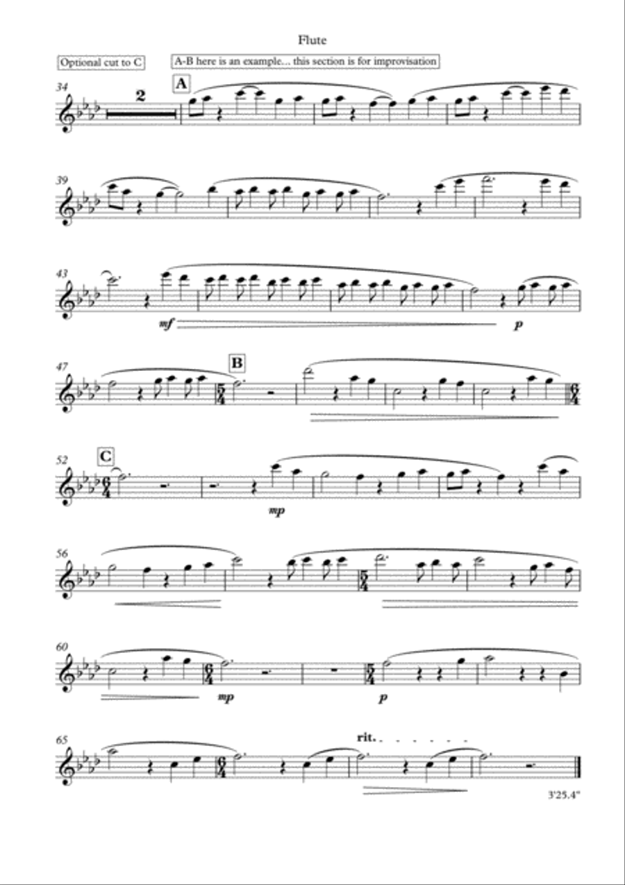 Self Isolation Blues for Flute and Piano from the Corona Suite by Simon Peberdy Flute Solo scores gallery preview page 3