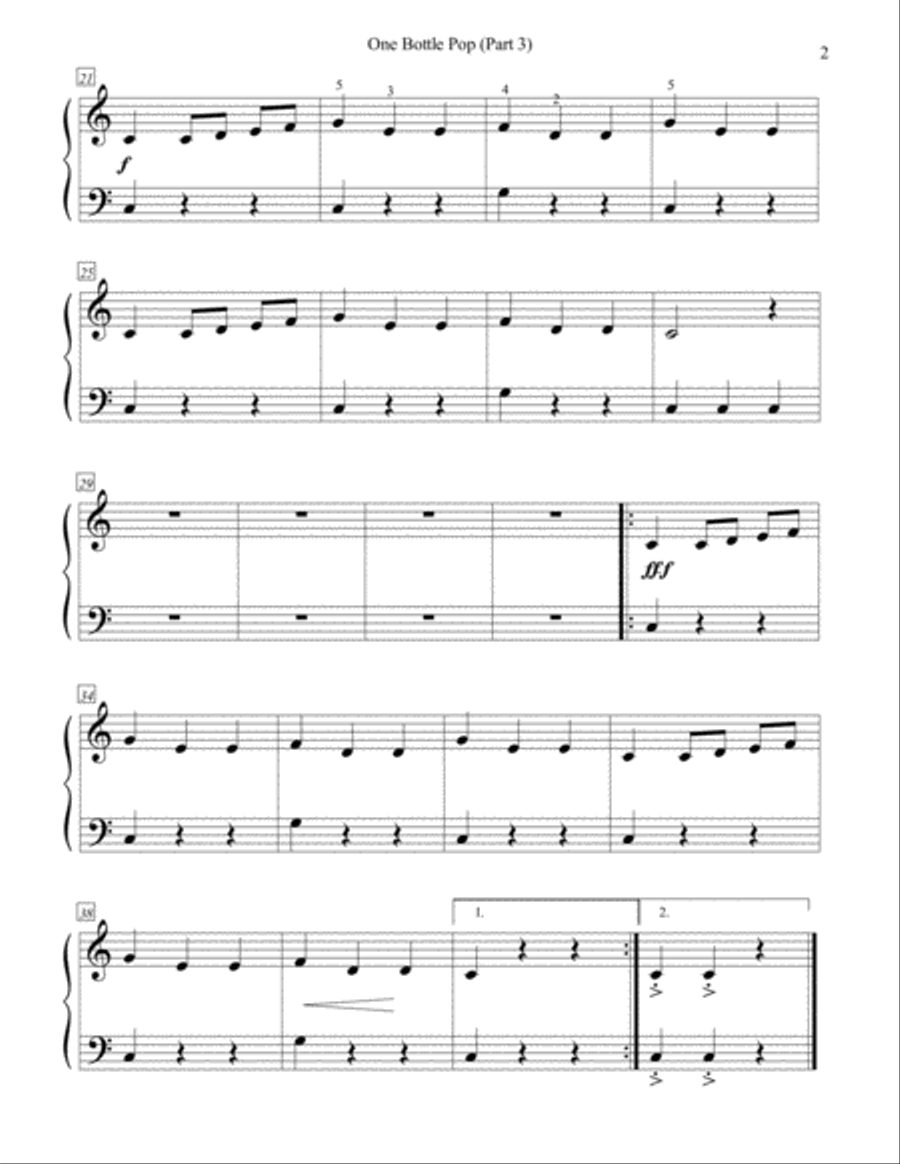 One Bottle of Pop (1 Piano/6 Hands) Easy Piano scores gallery preview page 3