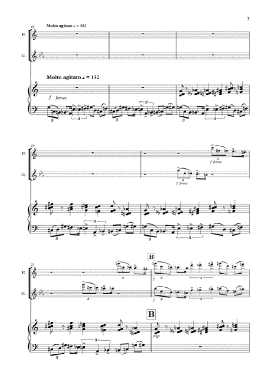Stilbrüche, Trio for Flute with Piccoloflute, Clarinet in A and Piano Small Ensemble scores gallery preview page 4