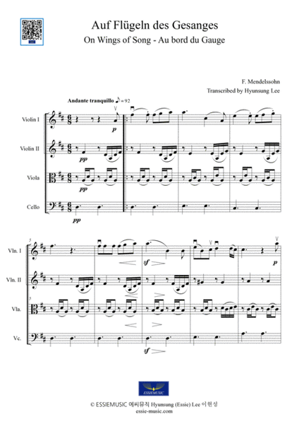Mendelssohn - On Wings of Song (String Quartet)