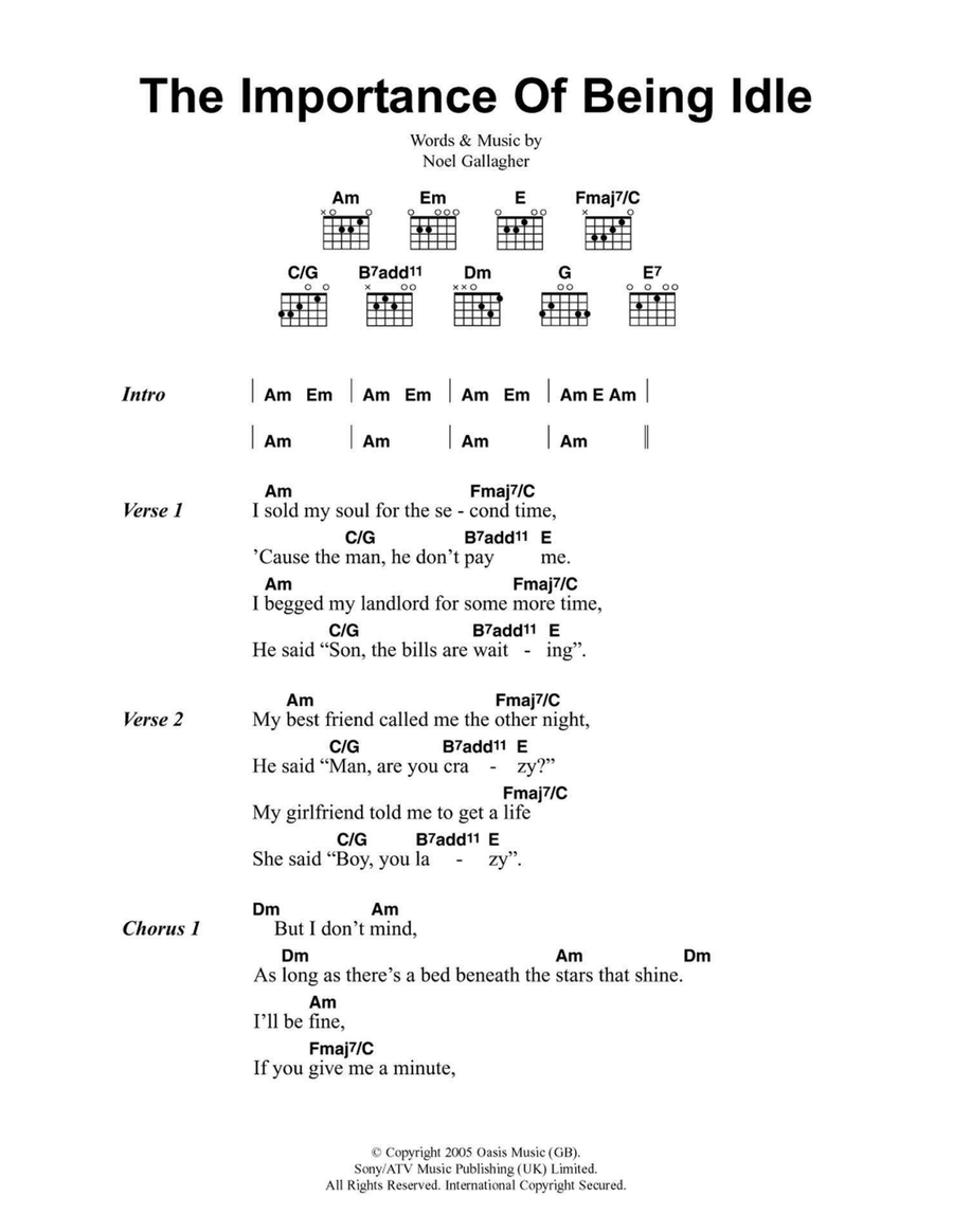 The Importance Of Being Idle Easy Guitar scores gallery preview page 1