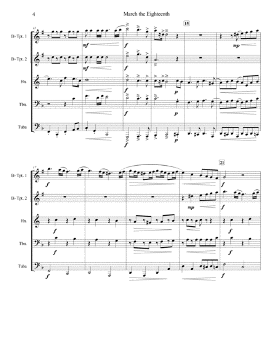 March the Eighteenth (Brass Quintet) Brass Quintet scores gallery preview page 4