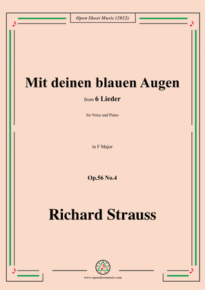 Richard Strauss-Mit deinen blauen Augen,in F Major,Op.56 No.4,for Voice and Piano