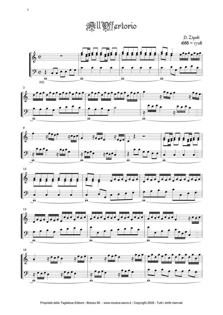 ALL'OFFERTORIO - -Zipoli - From Sonate d’Intavolatura per Organo e Cimbalo Organ Solo scores gallery preview page 2