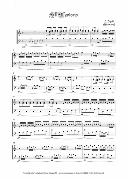 ALL'OFFERTORIO - -Zipoli - From Sonate d’Intavolatura per Organo e Cimbalo image number null