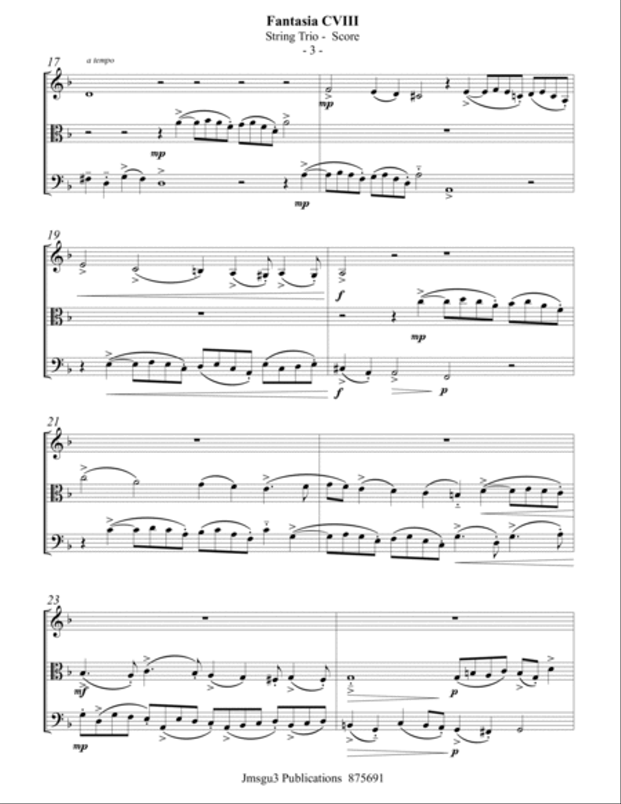Bull: Fantasia CXIII for String Trio String Trio scores gallery preview page 3