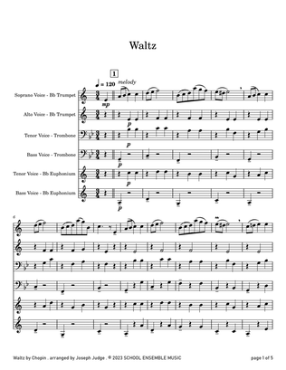Book cover for Waltz by Chopin for Brass Quartet in Schools