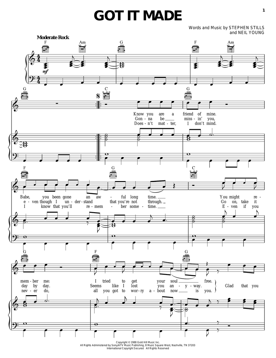 Got It Made Got It Made Piano, Vocal, Guitar scores gallery preview page 1