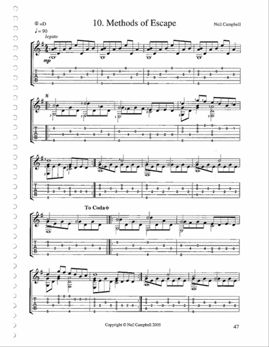 Methods of Escape Classical Guitar scores gallery preview page 1
