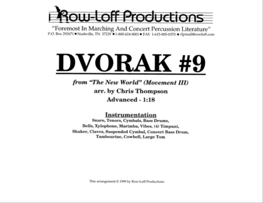Dvorak #9 w/Tutor Tracks Percussion Ensemble scores gallery preview page 2