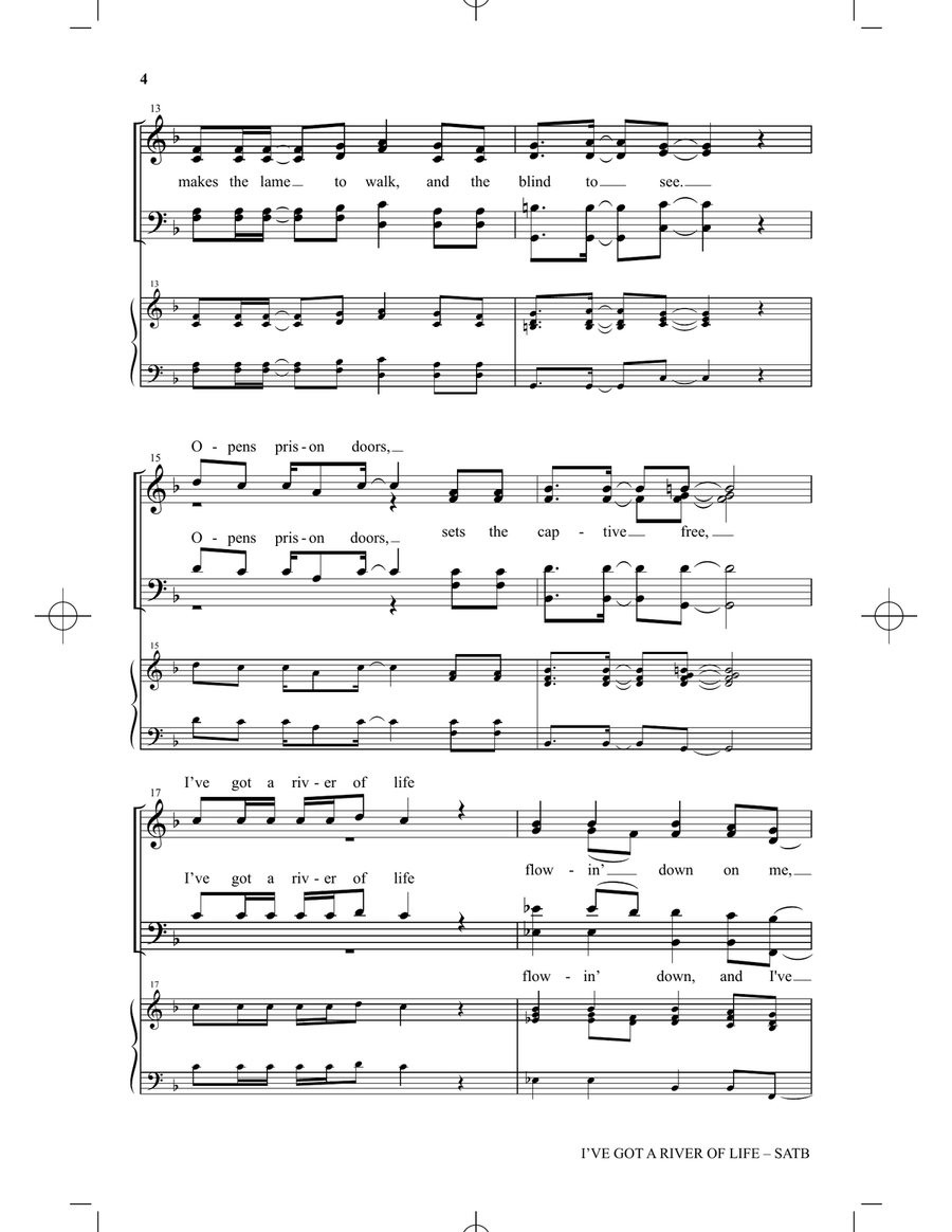 I've Got A River Of Life (arr. Heather Sorenson) 4-Part scores gallery preview page 3