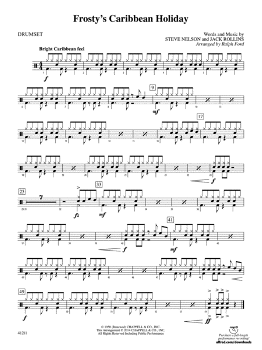 Frosty's Caribbean Holiday: Drums String Orchestra scores gallery preview page 1