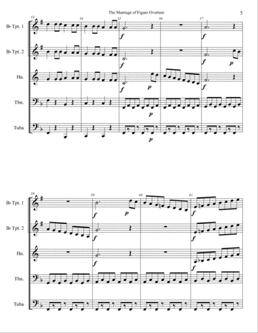The Marriage of Figaro Overture Brass Ensemble scores gallery preview page 6