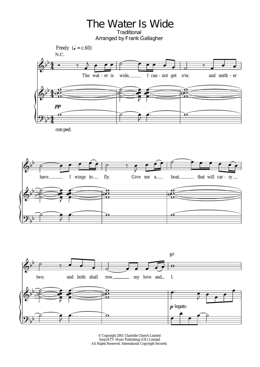 The Water Is Wide Piano, Vocal scores gallery preview page 1