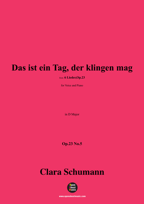 Book cover for Clara Schumann-Das ist ein Tag,der klingen mag,Op.23 No.5,in D Major