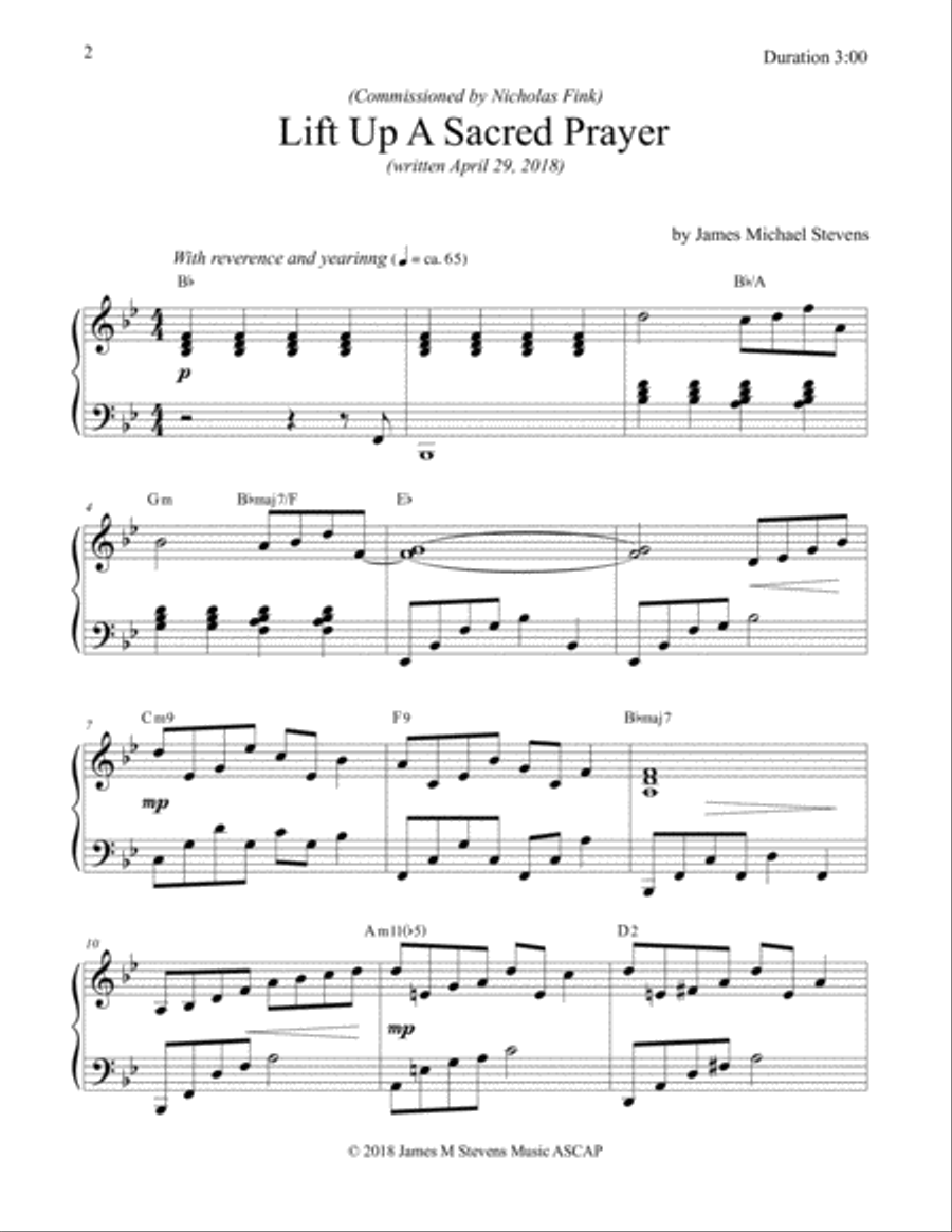 Lift Up A Sacred Prayer - Piano Composition Piano Solo scores gallery preview page 2