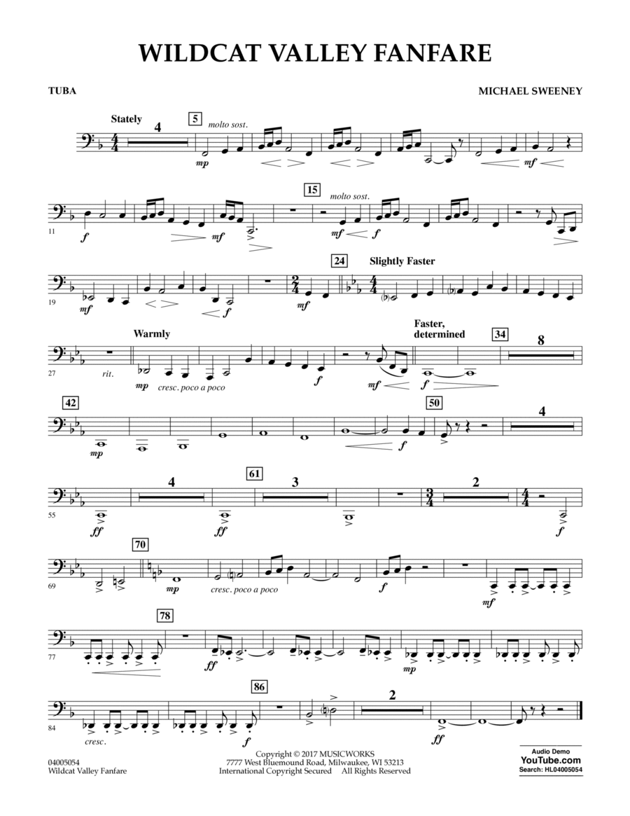 Wildcat Valley Fanfare - Tuba Tuba scores gallery preview page 1