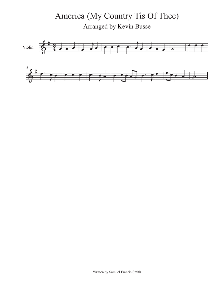 America (My Country Tis Of Thee) - Violin Violin Solo scores gallery preview page 1