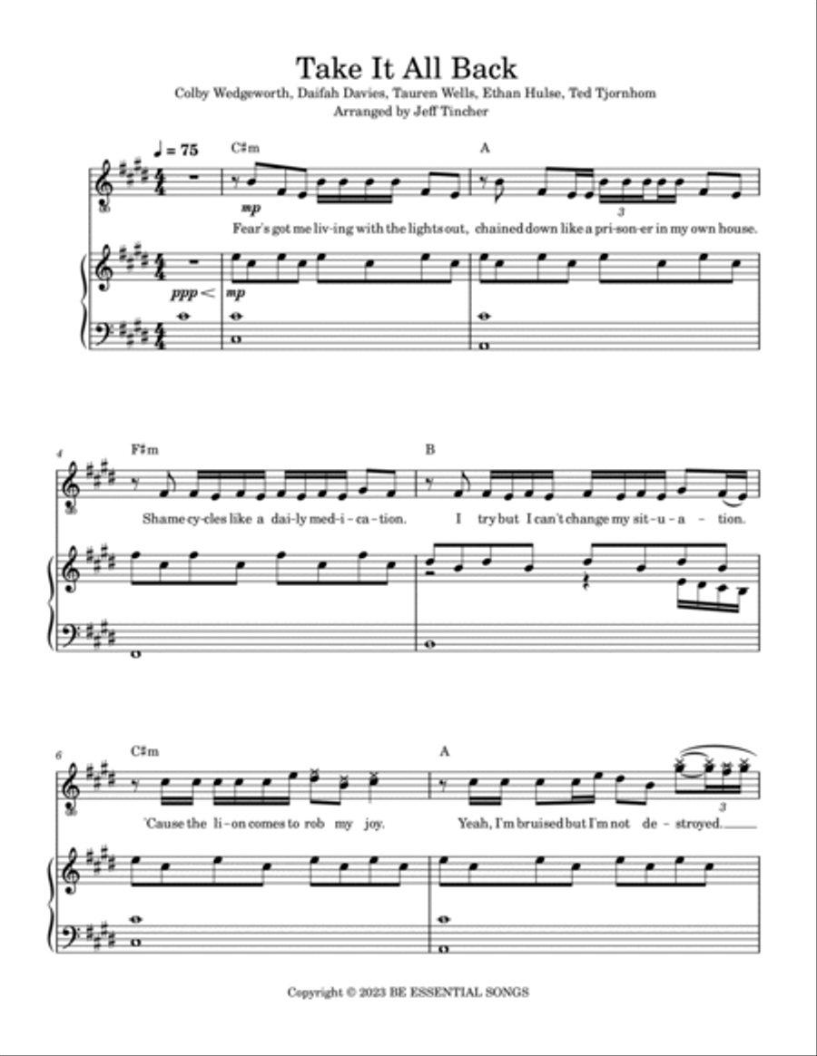 Take It All Back Piano, Vocal, Guitar scores gallery preview page 2