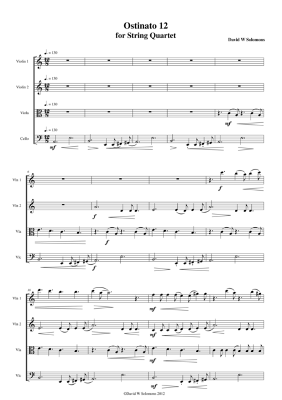 Ostinato 12 for string quartet String Quartet scores gallery preview page 1