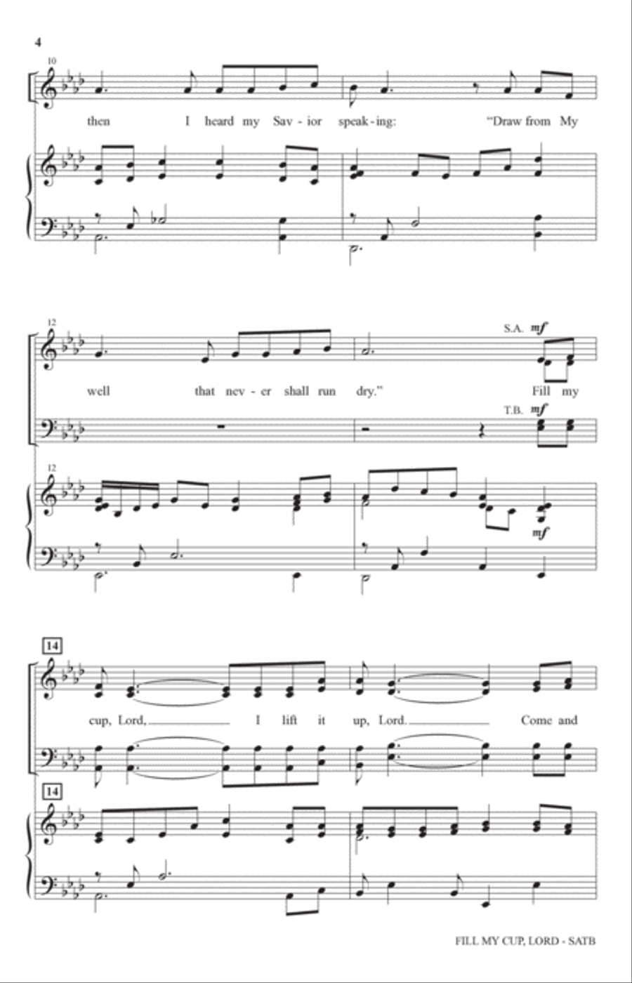 Fill My Cup, Lord (arr. Stan Pethel) 4-Part scores gallery preview page 2