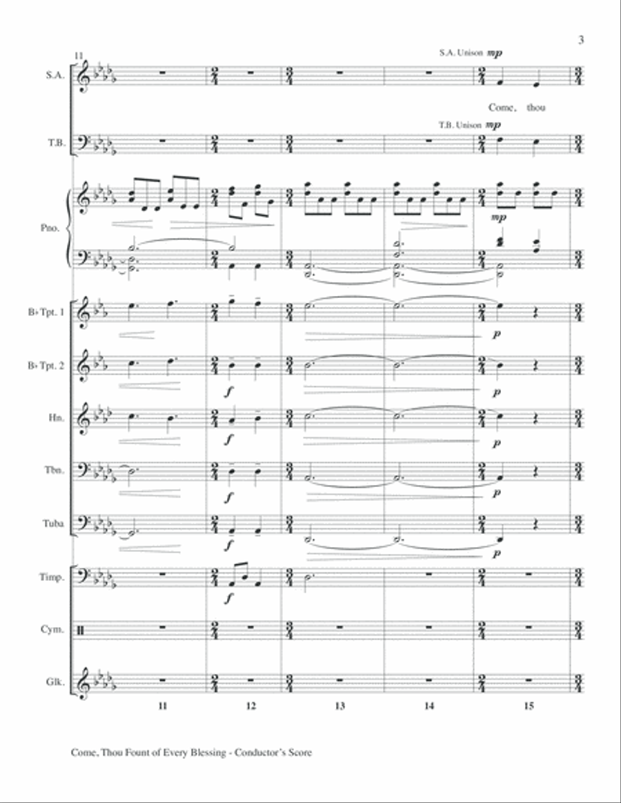 Come, Thou Fount of Every Blessing Horn scores gallery preview page 5