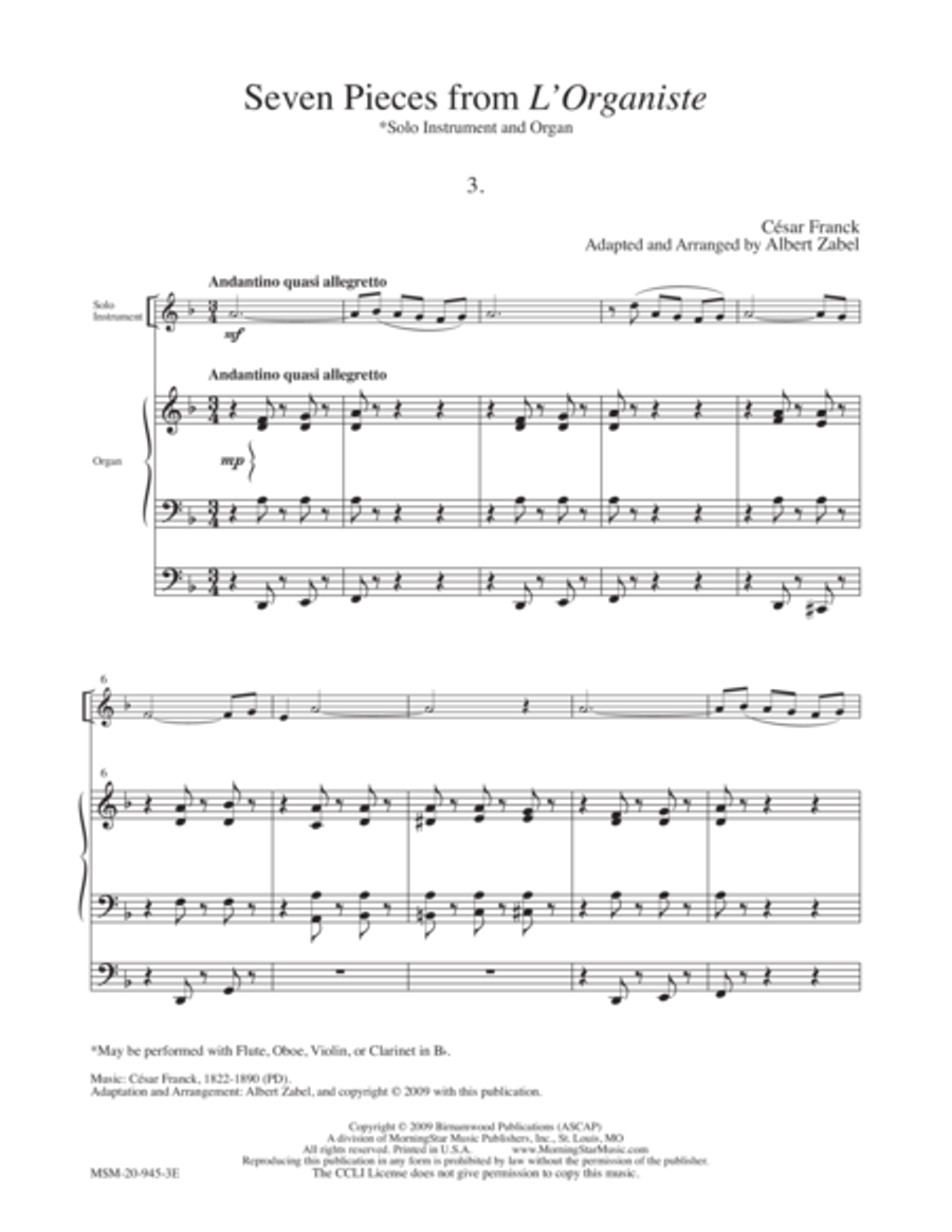 Seven Pieces from L'Organiste #3 Organ scores gallery preview page 1