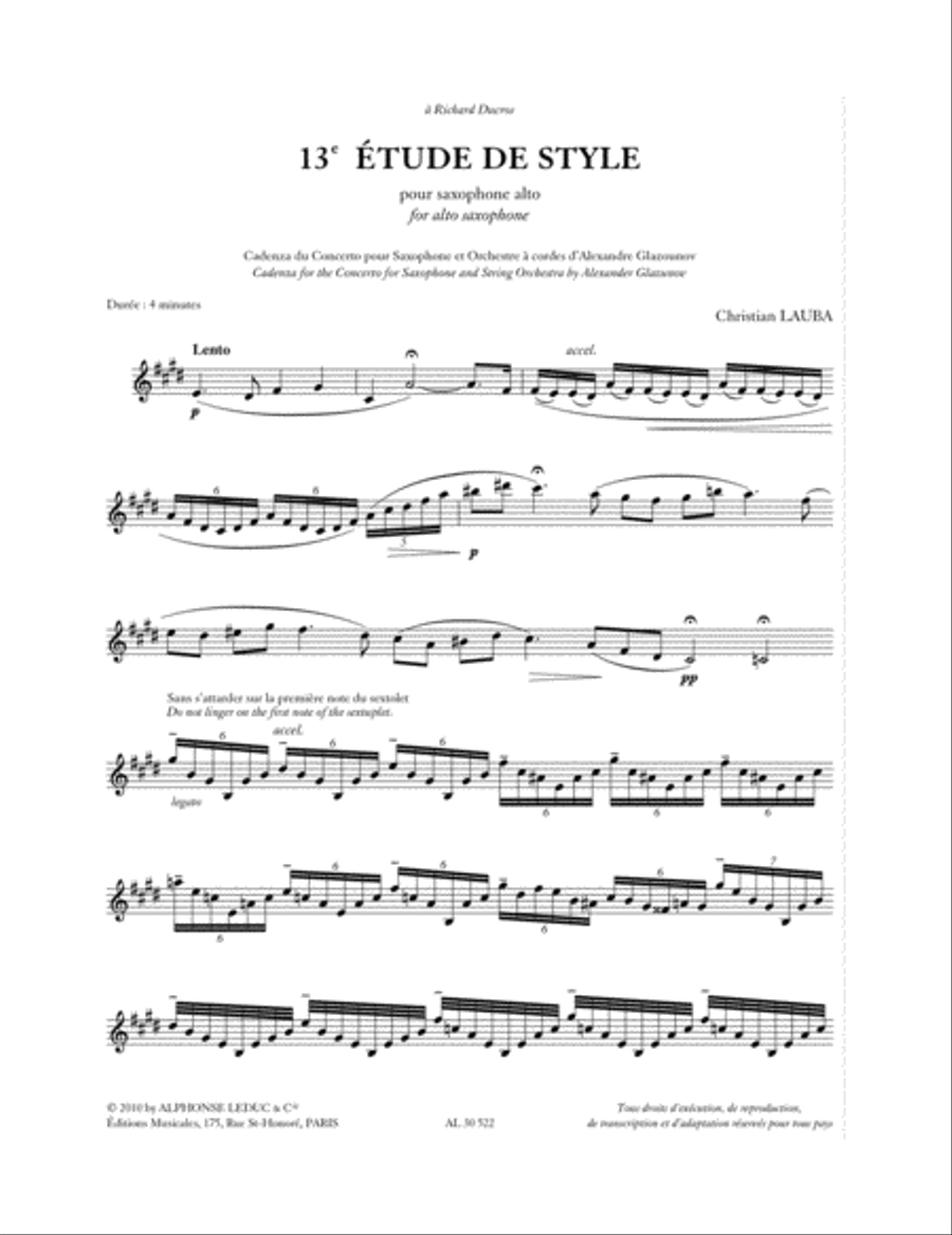 Cadence Du Concerto Pour Saxophone Et Orchestre A Cordes D'alexandre Glazounov ( String Orchestra scores gallery preview page 2