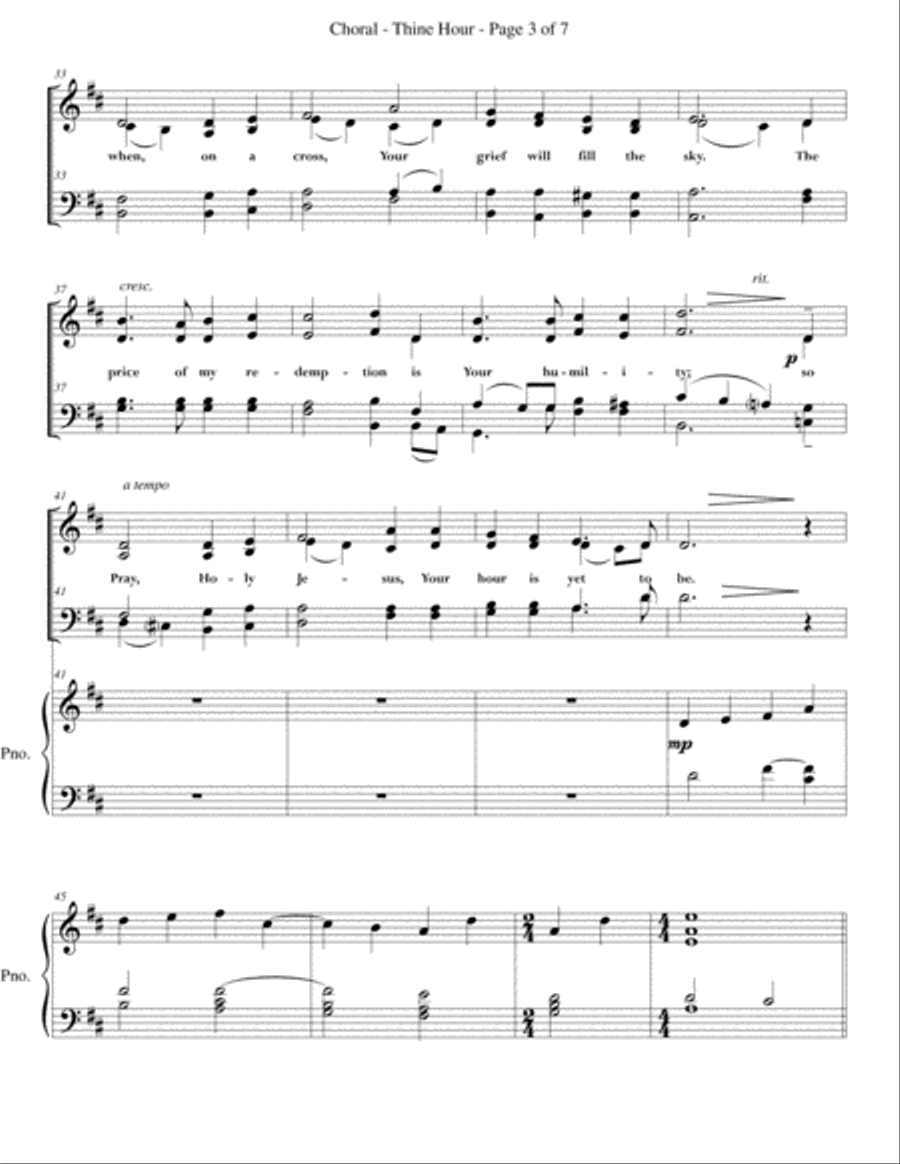 Thine Hour - SATB with Piano 4-Part scores gallery preview page 3