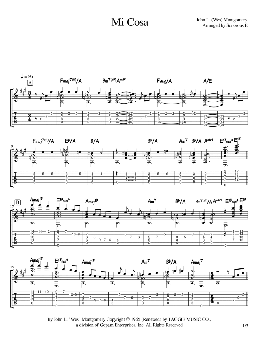 Mi Cosa Electric Guitar scores gallery preview page 1