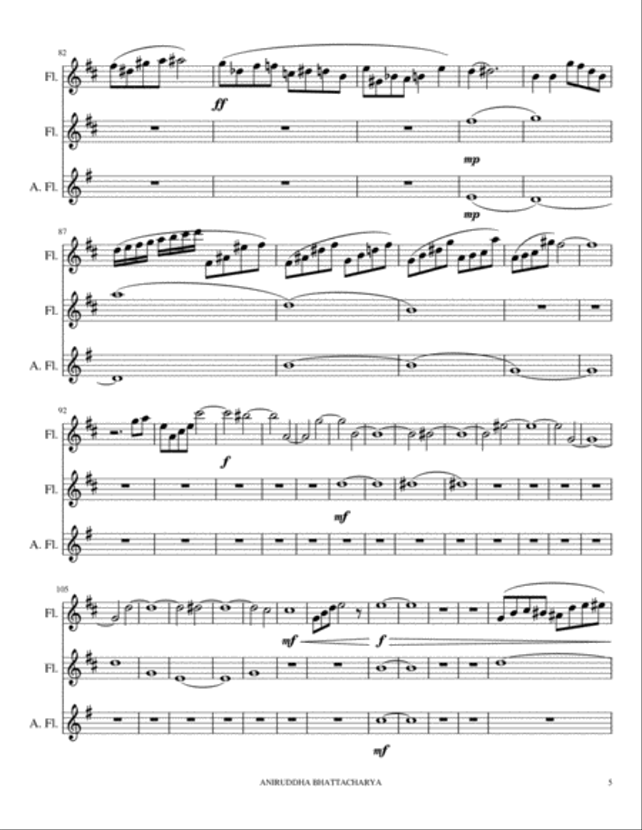 Chaos invasion-a flute trio(2 c-flute & 1 G-flute) Flute Trio scores gallery preview page 5