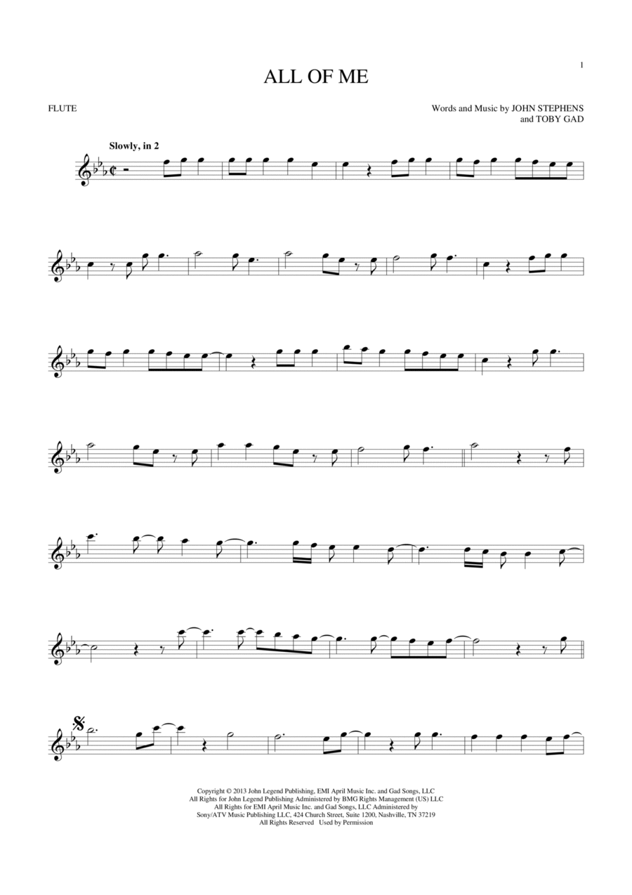All Of Me All Of Me Flute Solo scores gallery preview page 1