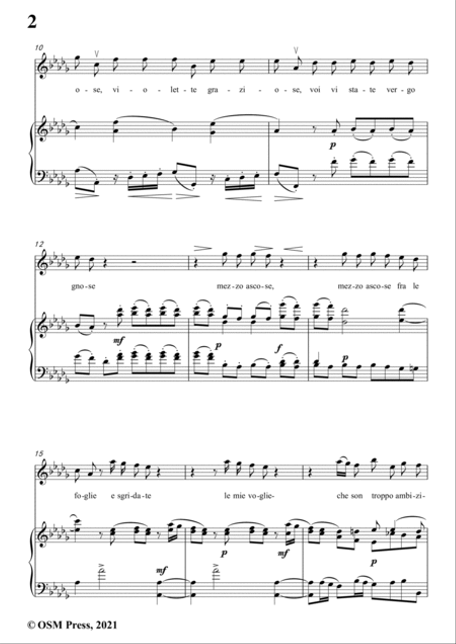 Scarlatti-Le Violette in D flat Major,from Pirro e Demetrio,for Voice&Piano Voice scores gallery preview page 4