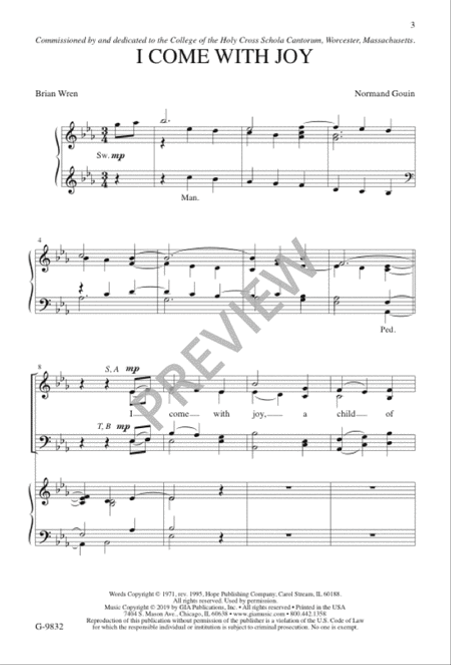 I Come with Joy 4-Part scores gallery preview page 3