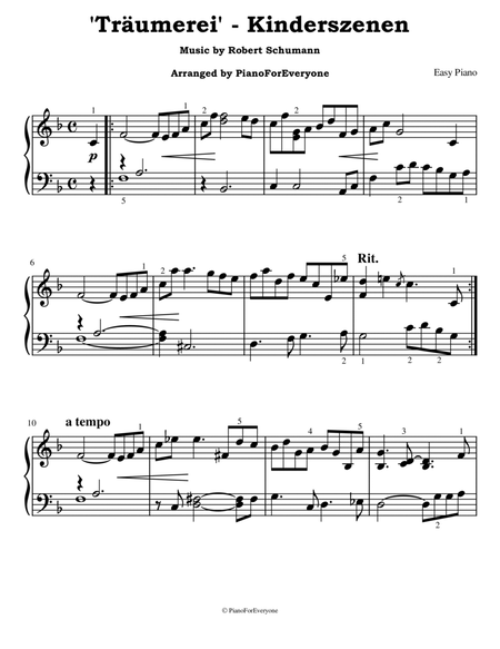 'Träumerei' from Kinderszenen - Schumann (Easy Piano) image number null