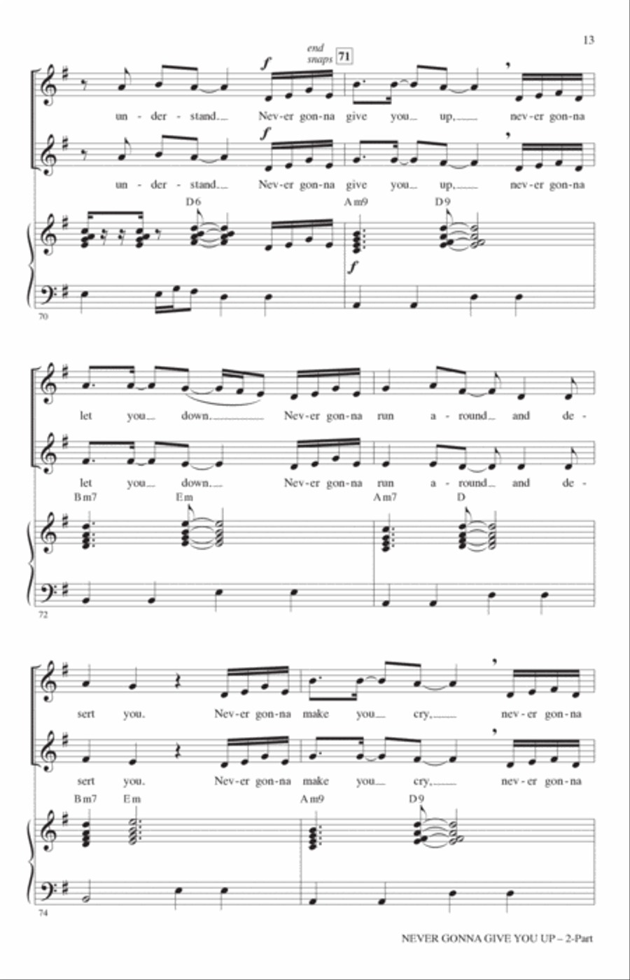 Never Gonna Give You Up (arr. Roger Emerson) 2-Part scores gallery preview page 12