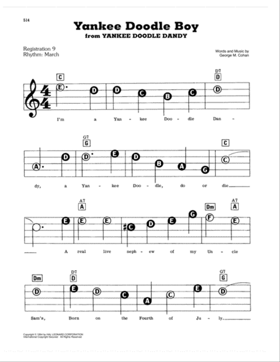 Yankee Doodle Boy Electronic Keyboard scores gallery preview page 1