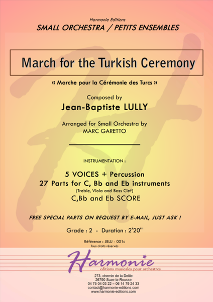 March for the Turkish Ceremony - LULLY - for small orchestra - 5 VOICES -28 PARTS ! (for all instrum image number null