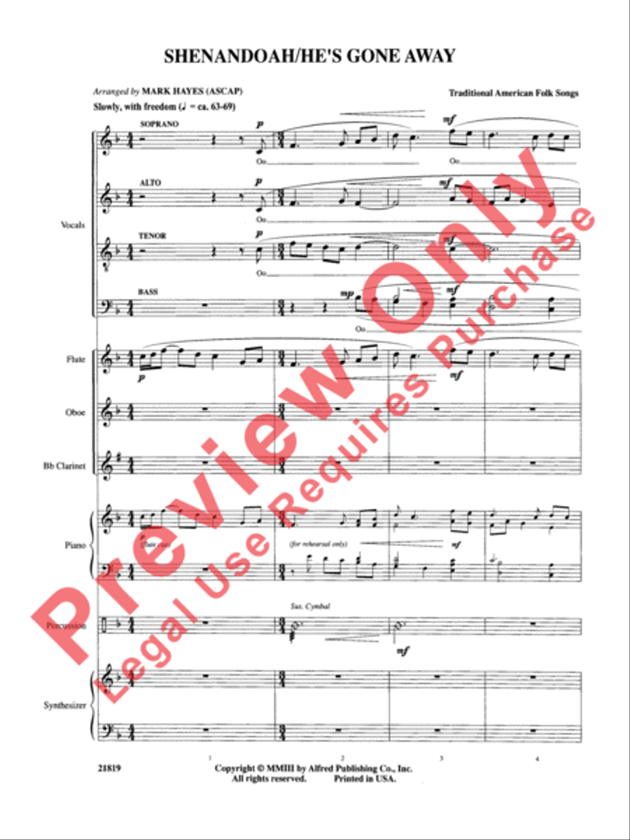 Shenandoah / He's Gone Away Choir scores gallery preview page 2