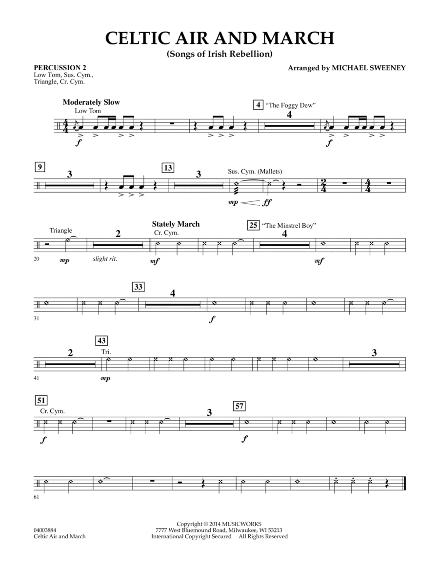 Celtic Air and March (Songs of Irish Rebellion) - Percussion 2 Concert Band scores gallery preview page 1