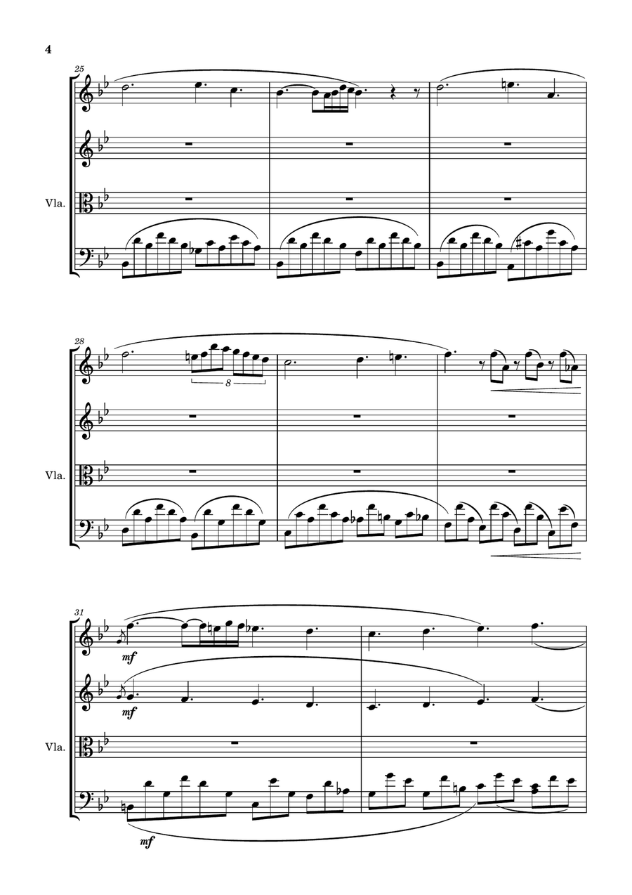 Nocturne No. 5 by John Field, arranged for string quartet by Scott Fields Davis String Quartet scores gallery preview page 4