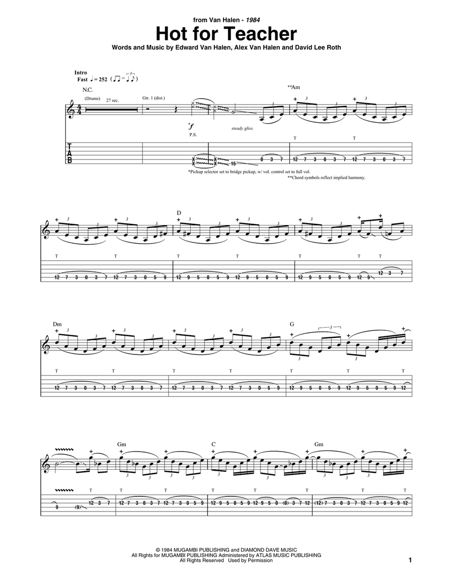 Hot For Teacher Hot For Teacher Acoustic Guitar scores gallery preview page 1