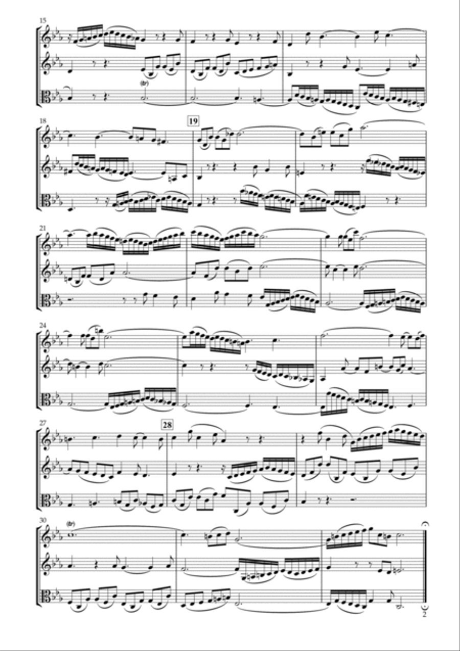 Sinfonia No.2 BWV.788 for Two Violins & Viola String Duet scores gallery preview page 2