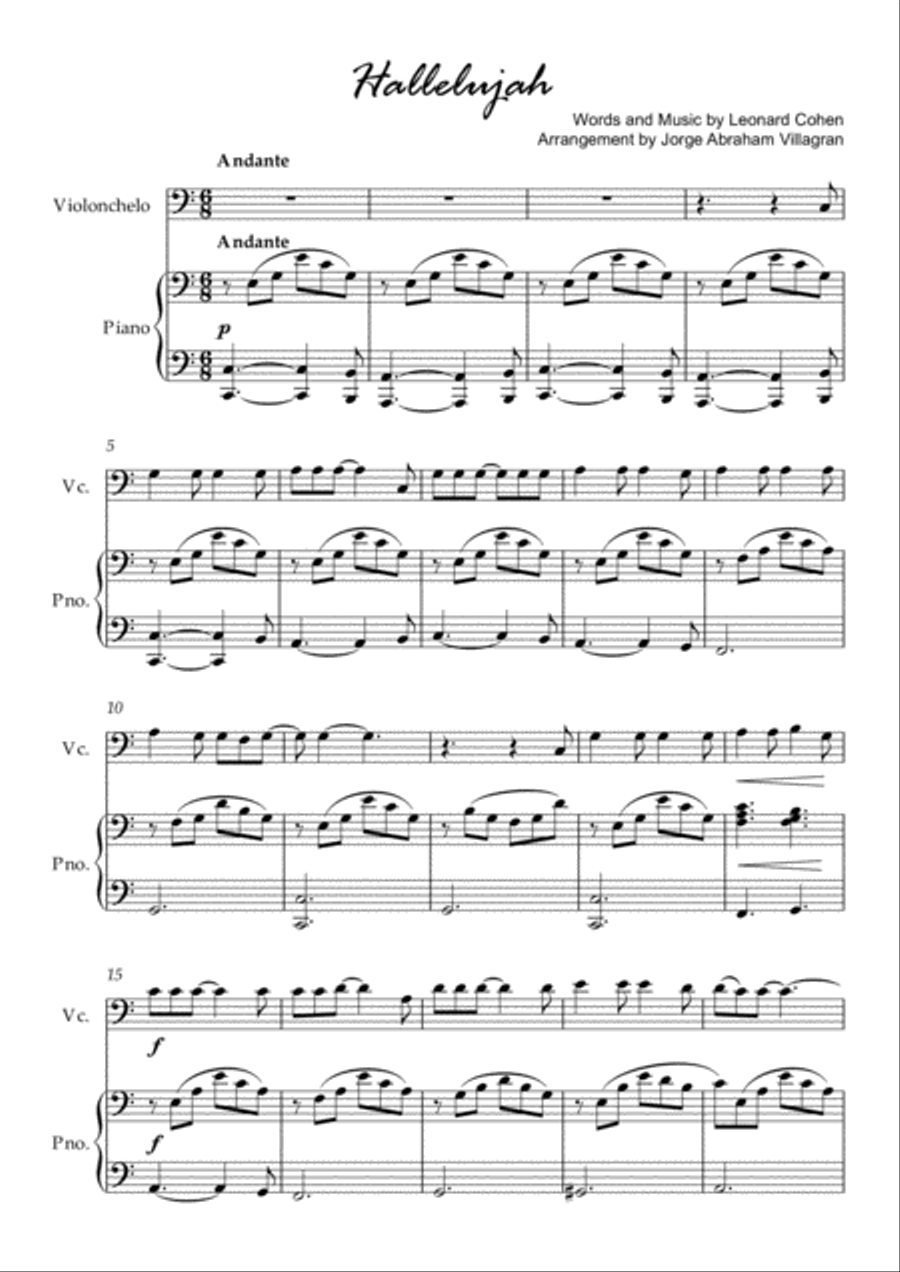 Hallelujah Piano scores gallery preview page 1