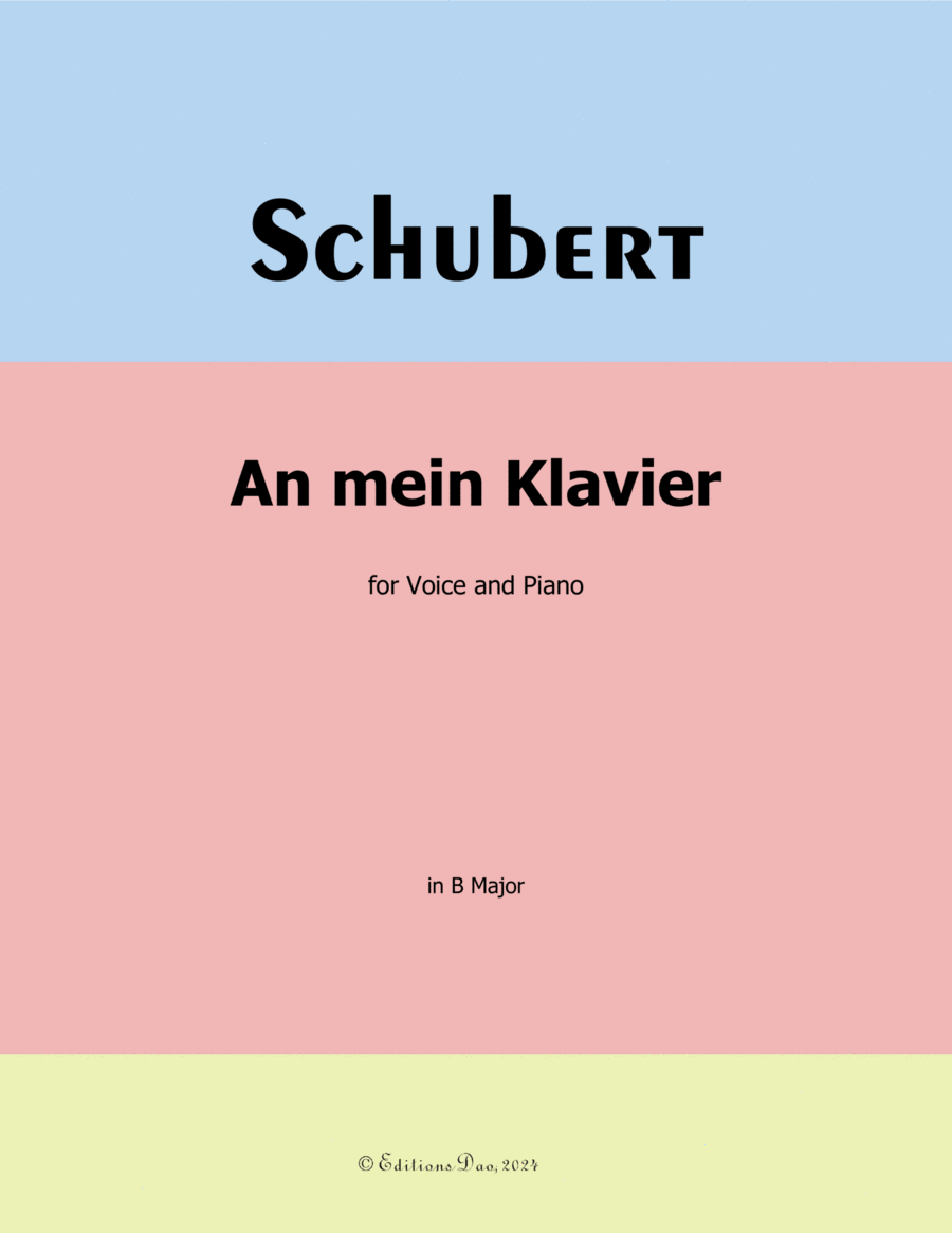 An mein Klavier, by Schubert, D.342, in B Major Voice scores gallery preview page 1