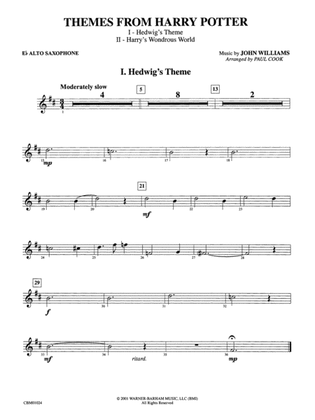 Harry Potter, Themes from: E-flat Alto Saxophone